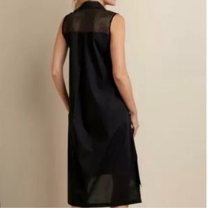 Soft Surroundings Claudette Sleeveless Midi Dress Black Mesh laser cut back